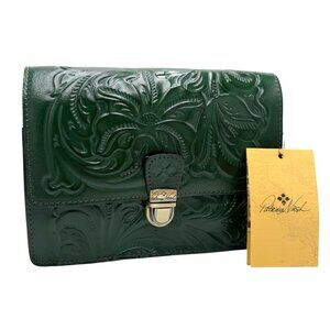 Patricia Nash LAURENTINA Burnished Tooled Leather Soft Green Crossbody Bag NEW
